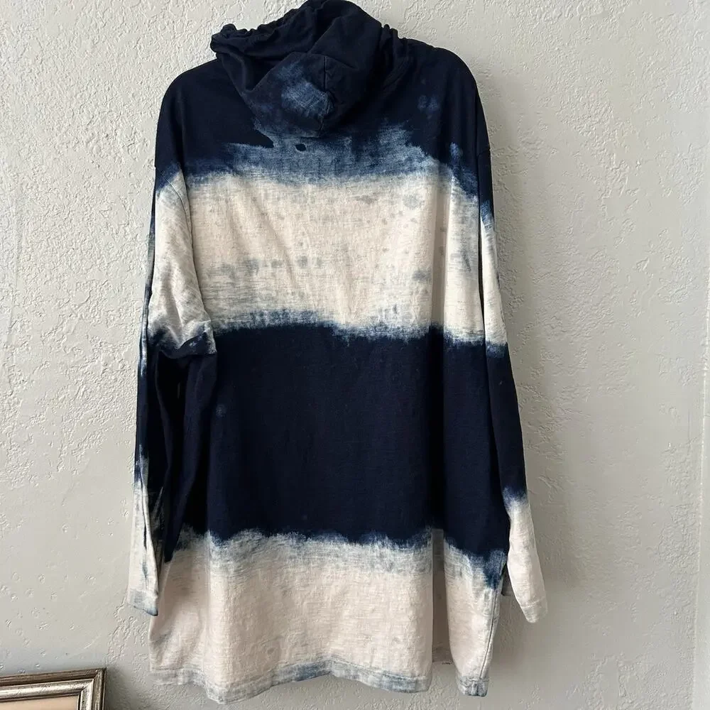 Polo Ralph Lauren Hoodie 4XB Big Blue White Tie Dye Long Sleeve Pony Cotton
